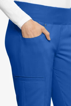 Cherokee Iflex Women's 6-Pocket STRETCH Knit Waistband Cargo Scrub Pants - Petite -Scrubs Wear Shop CK002 ROYAL 3