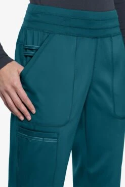 Cherokee Workwear Revolution Women's 5-Pocket STRETCH Elastic Waistband Half Jogger Scrub Pants -Scrubs Wear Shop CK011 CARIB 5