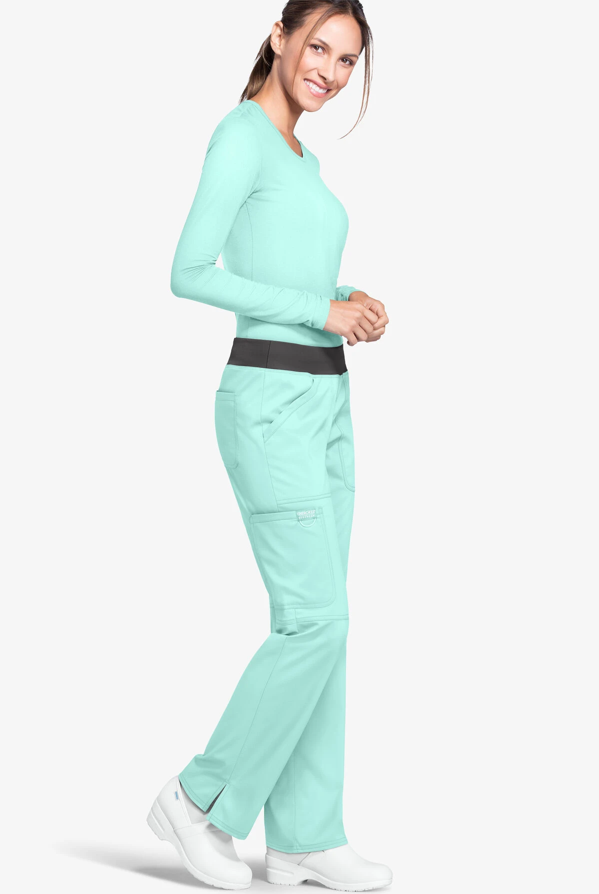 Cherokee Workwear Revolution Women's 4-Pocket STRETCH Pull-On Cargo Scrub Pants 2 Cherokee Workwear Revolution Women's 4-Pocket STRETCH Pull-On Cargo Scrub Pants - Image 2