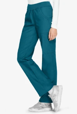 Cherokee Workwear Women's 6-Pocket Rib-Knit Waistband Pull-On Cargo Scrub Pants - Petite -Scrubs Wear Shop CK210 CARIB 3