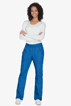Cherokee Workwear Women's 6-Pocket Rib-Knit Waistband Pull-On Cargo Scrub Pants - Tall -Scrubs Wear Shop CK210 ROYAL 6 S
