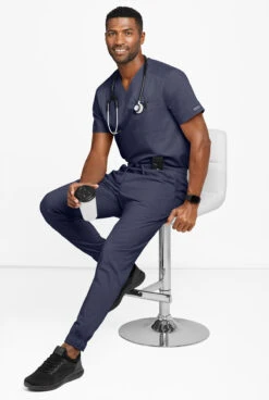 UA Exclusive Cherokee Workwear Professionals Active Men's 5-Pocket STRETCH Jogger Scrub Pants -Scrubs Wear Shop CK215 NAVY 4