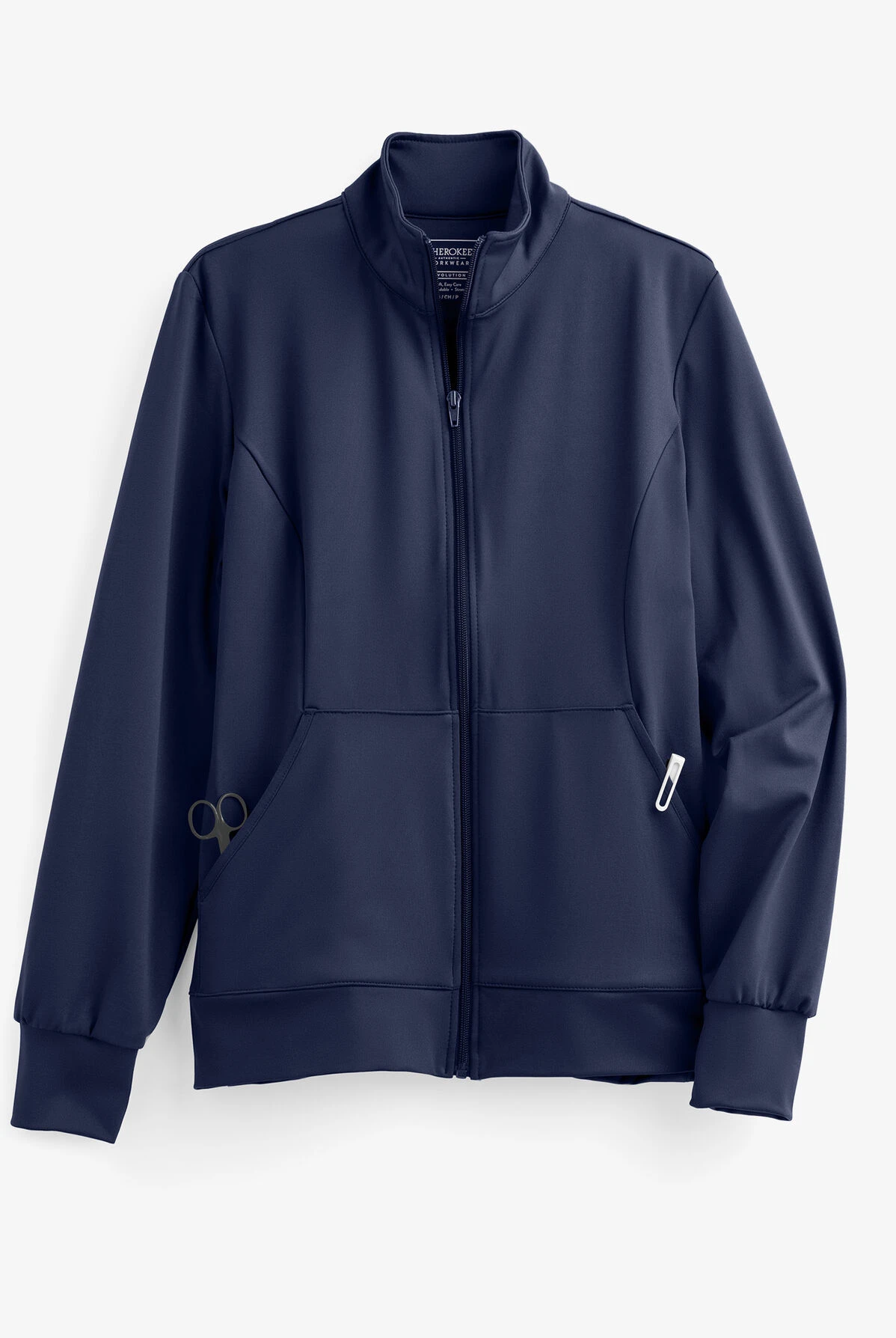 Cherokee Workwear Revolution Women's 3-Pocket STRETCH Fleece Inner Zip Front Scrub Jacket 1 Cherokee Workwear Revolution Women's 3-Pocket STRETCH Fleece Inner Zip Front Scrub Jacket