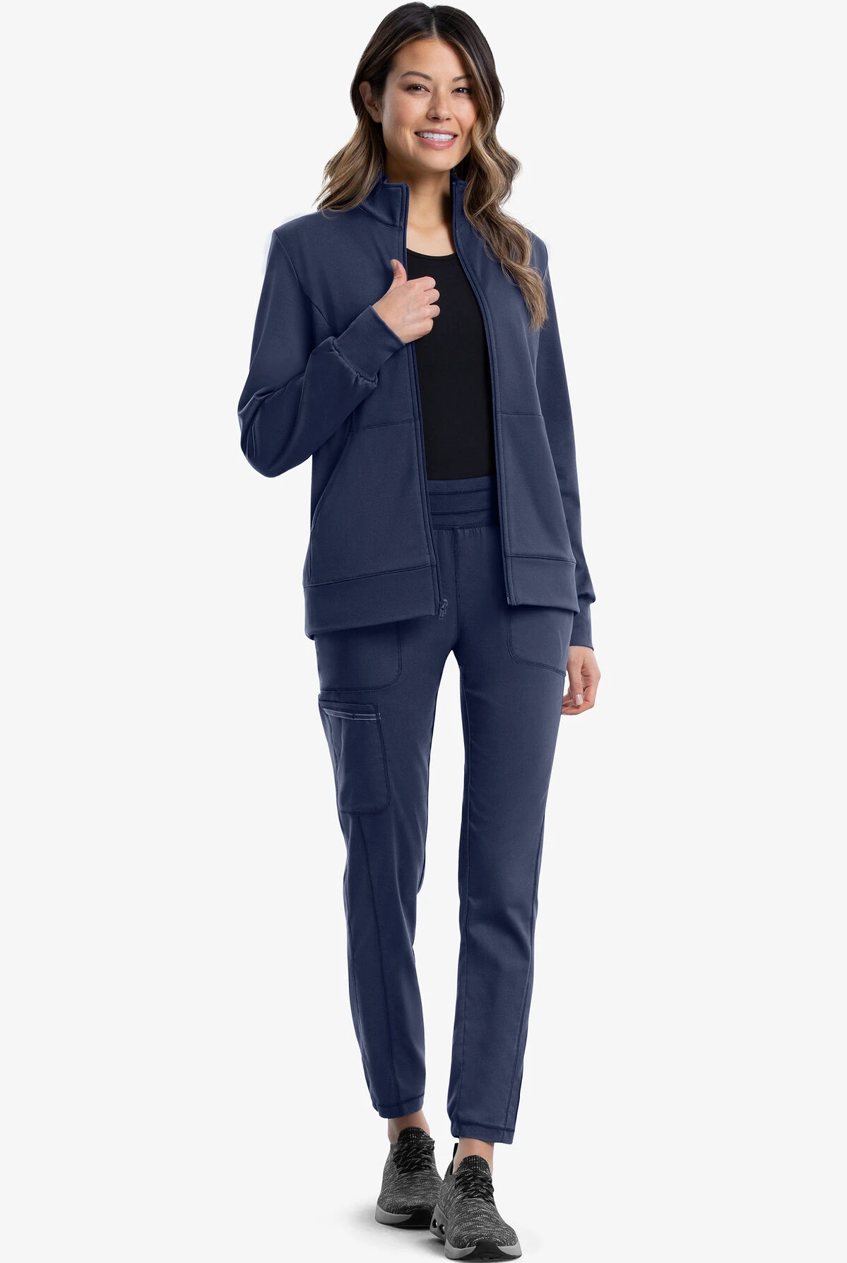 Cherokee Workwear Revolution Women's 3-Pocket STRETCH Fleece Inner Zip Front Scrub Jacket 2 Cherokee Workwear Revolution Women's 3-Pocket STRETCH Fleece Inner Zip Front Scrub Jacket - Image 2