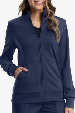 Cherokee Workwear Revolution Women's 3-Pocket STRETCH Fleece Inner Zip Front Scrub Jacket 6 Cherokee Workwear Revolution Women's 3-Pocket STRETCH Fleece Inner Zip Front Scrub Jacket -Scrubs Wear Shop CK371 NAVY 3 HV