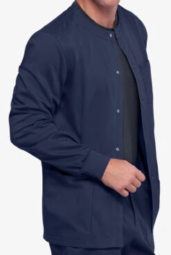 Cherokee Workwear Revolution Men's 3-Pocket STRETCH Snap Front Scrub Jacket -Scrubs Wear Shop CK380 NAVY 5
