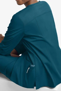UA Exclusive Cherokee Workwear Professionals Active Women's 4-Pocket STRETCH Zip Front Scrub Jacket -Scrubs Wear Shop CK390 CARIB 4