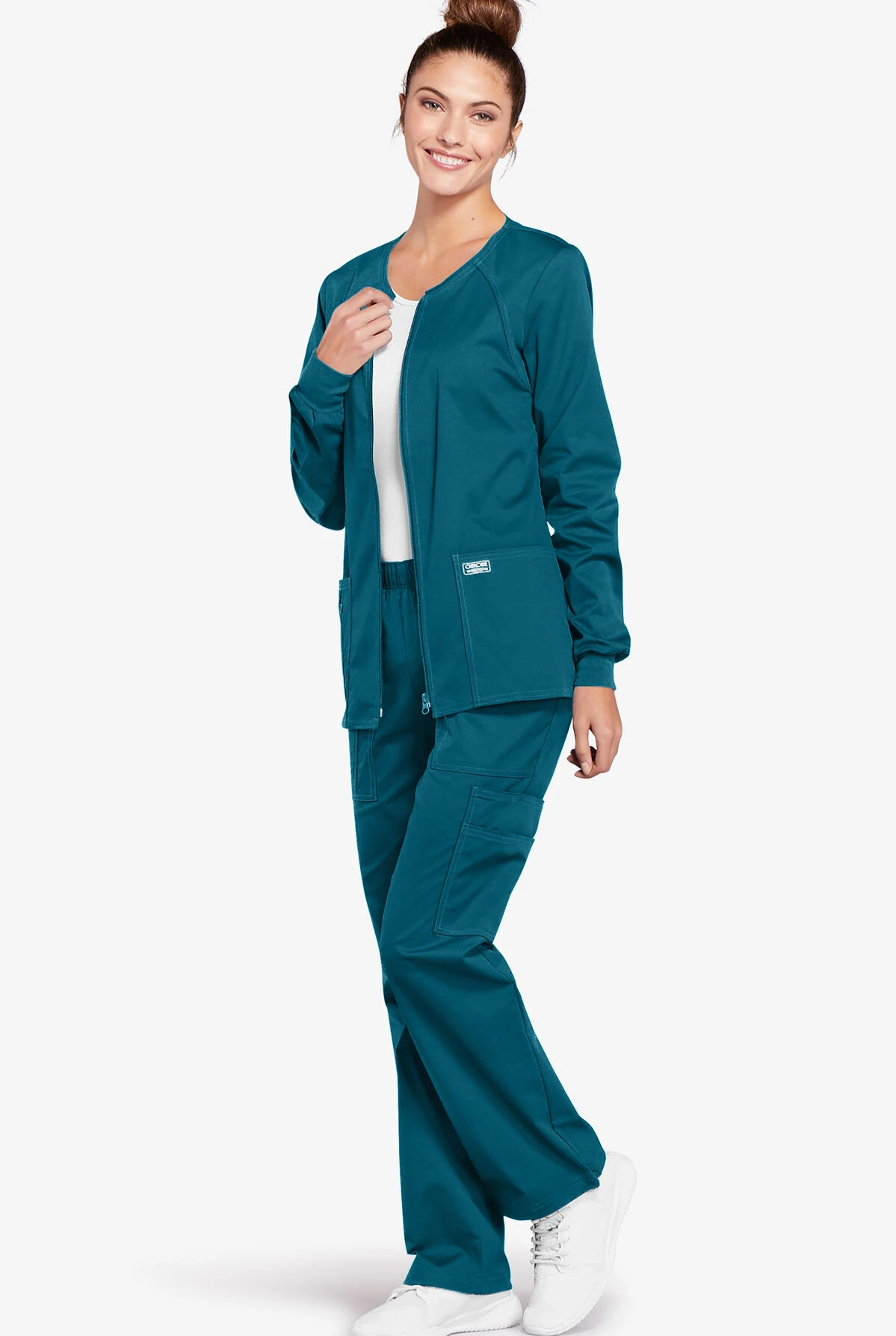 Cherokee Workwear Core STRETCH Women's 3-Pocket Scrub Jacket 2 Cherokee Workwear Core STRETCH Women's 3-Pocket Scrub Jacket - Image 2