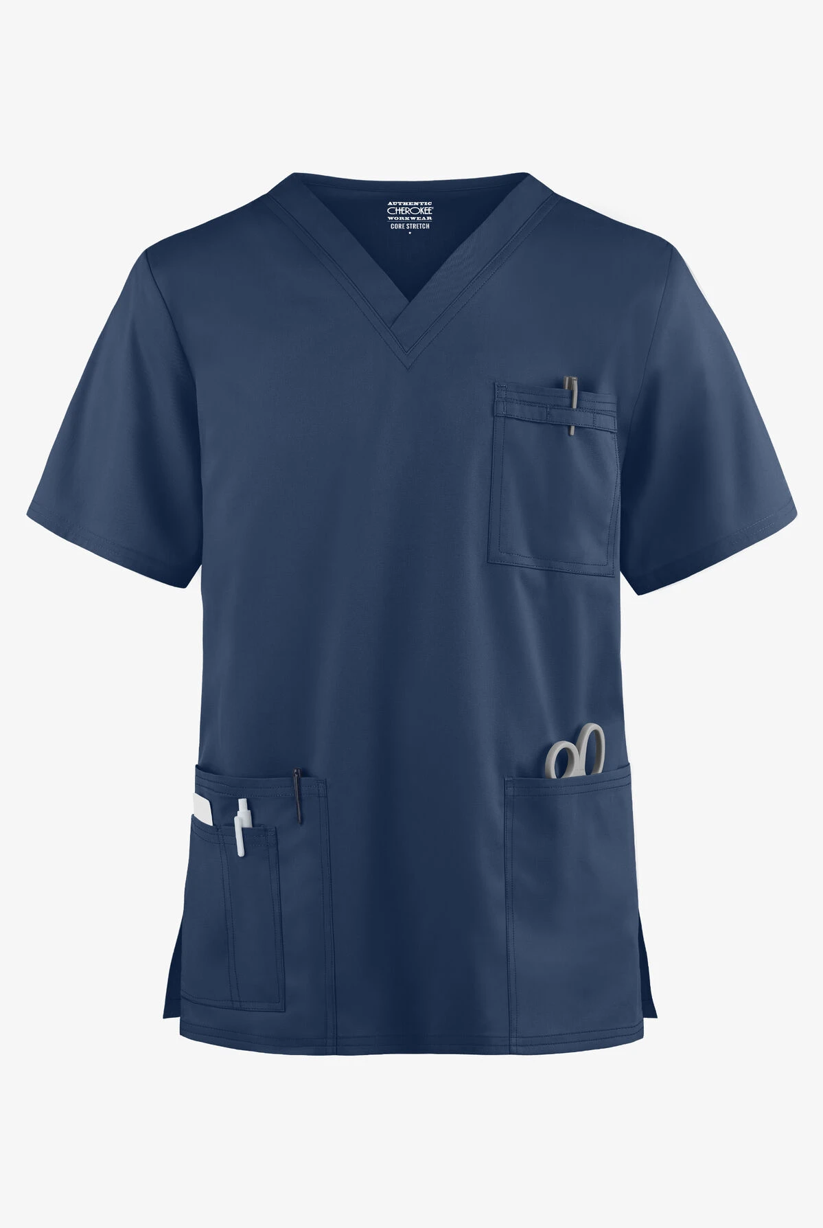Cherokee Workwear Core STRETCH Unisex 4-Pocket V-Neck Scrub Top 1 Cherokee Workwear Core STRETCH Unisex 4-Pocket V-Neck Scrub Top