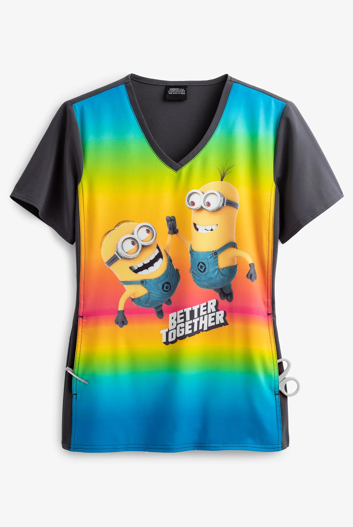 Cherokee Tooniforms Illumination Friends Together Women's 1-Pocket V-Neck Print Scrub Top 1 Cherokee Tooniforms Illumination Friends Together Women's 1-Pocket V-Neck Print Scrub Top