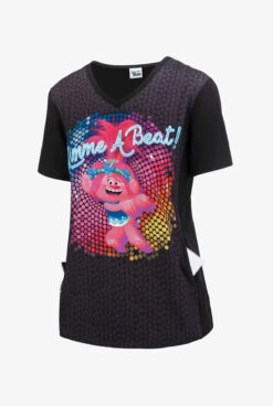Cherokee Tooniforms Trolls Gimme A Beat Women's 1-Pocket V-Neck Print Scrub Top 5 Cherokee Tooniforms Trolls Gimme A Beat Women's 1-Pocket V-Neck Print Scrub Top -Scrubs Wear Shop CK627TOG 3