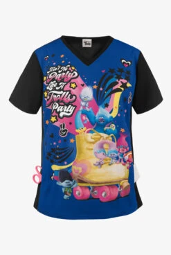 Cherokee Tooniforms DreamWorks Trolls Party Women's 1-Pocket V-Neck Print Scrub Top
