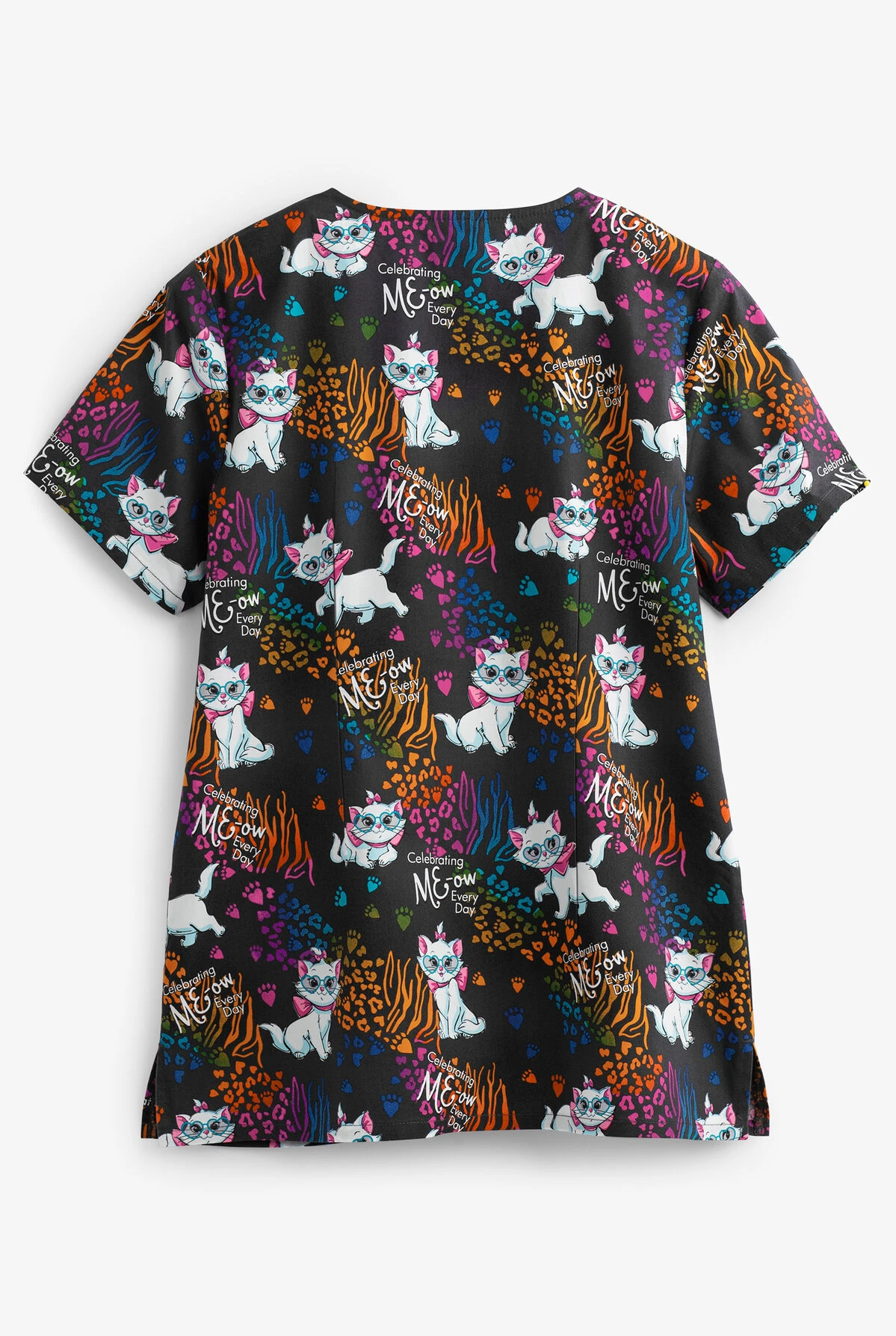 Cherokee Tooniforms Disney Celebrating Meow Women's 2-Pocket V-Neck Print Scrub Top 2 Cherokee Tooniforms Disney Celebrating Meow Women's 2-Pocket V-Neck Print Scrub Top - Image 2