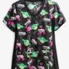 Cherokee Tooniforms Star Wars Yoda One I Want Women's 4-Pocket V-Neck Print Scrub Top