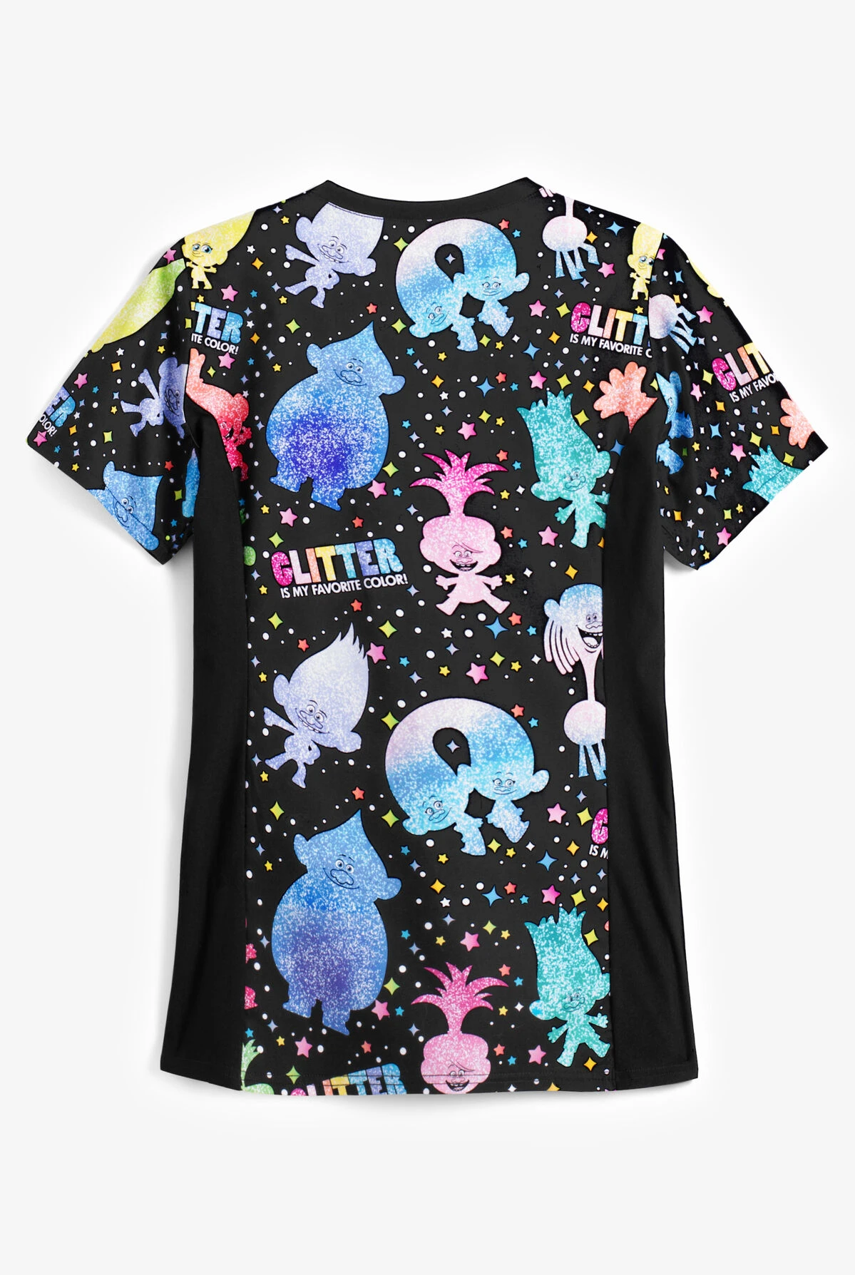 Cherokee Tooniforms DreamWorks Trolls Glitter Trolls 4-Pocket V-Neck Print Scrub Top 2 Cherokee Tooniforms DreamWorks Trolls Glitter Trolls 4-Pocket V-Neck Print Scrub Top - Image 2