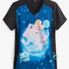 Cherokee Tooniforms Disney Don’t Be Late Women's 1-Pocket V-Neck Print Scrub Top