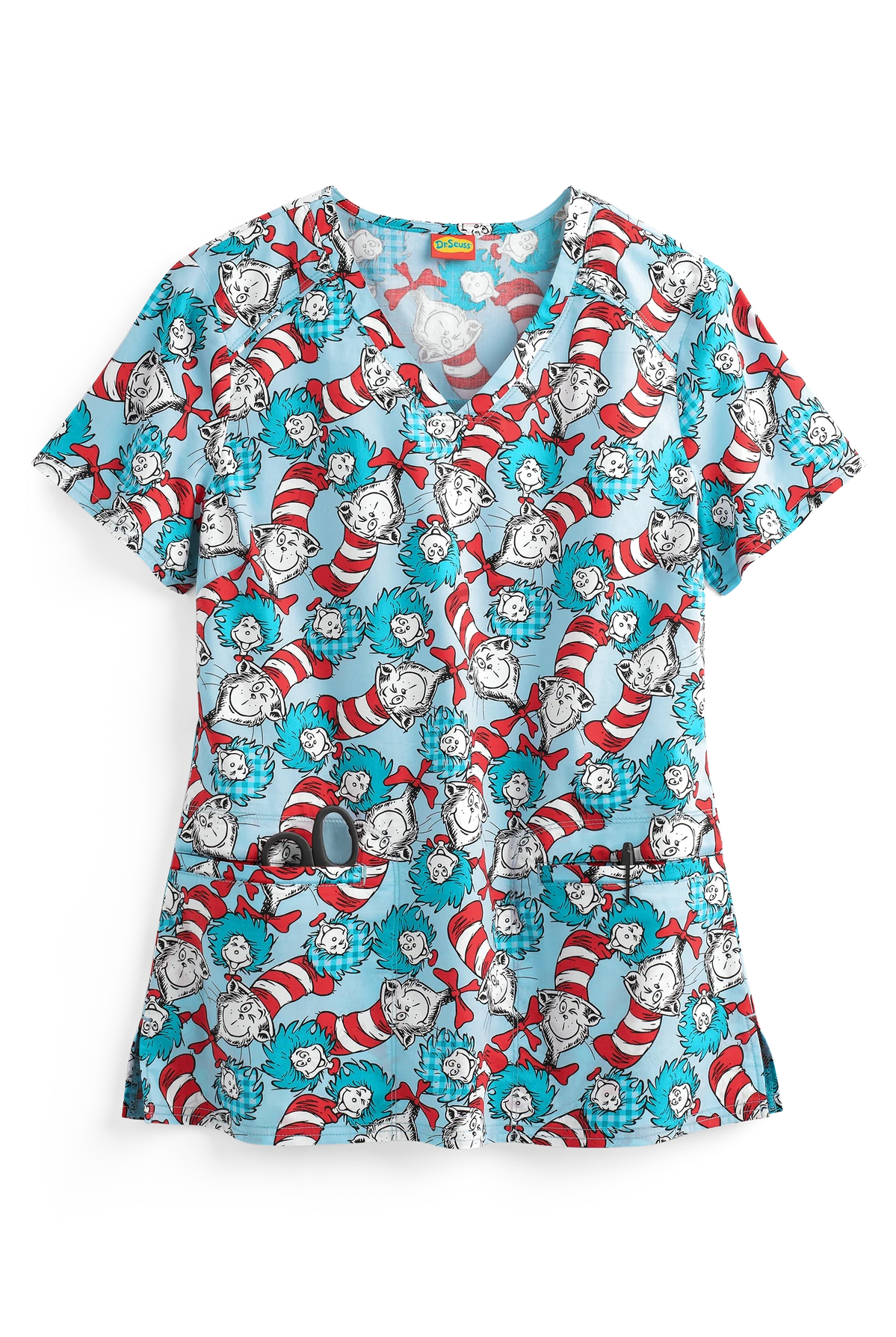Cherokee Tooniforms Dr. Seuss Some Things Women's 2-Pocket V-Neck Print Scrub Top 1 Cherokee Tooniforms Dr. Seuss Some Things Women's 2-Pocket V-Neck Print Scrub Top