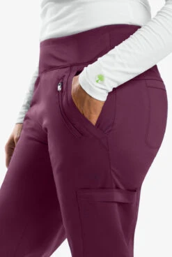 Healing Hands Purple Label Tyra Women's 8-Pocket STRETCH Slim Yoga Scrub Pants -Scrubs Wear Shop HE9134 WINE 5