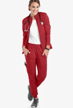 Healing Hands Purple Label Tara Women's 6-Pocket STRETCH Jogger Cargo Scrub Pants -Scrubs Wear Shop HE9233 RED 3