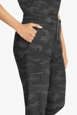 Healing Hands Purple Label Tate Camo Women's 5-Pocket STRETCH Jogger Scrub Pants - Petite -Scrubs Wear Shop HE9350 092523 BLACK 3 HV