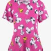 FUNSCRUBS Peanuts Stylish Snoopy Everywhere Women's 2-Pocket STRETCH V-Neck Print Scrub Top