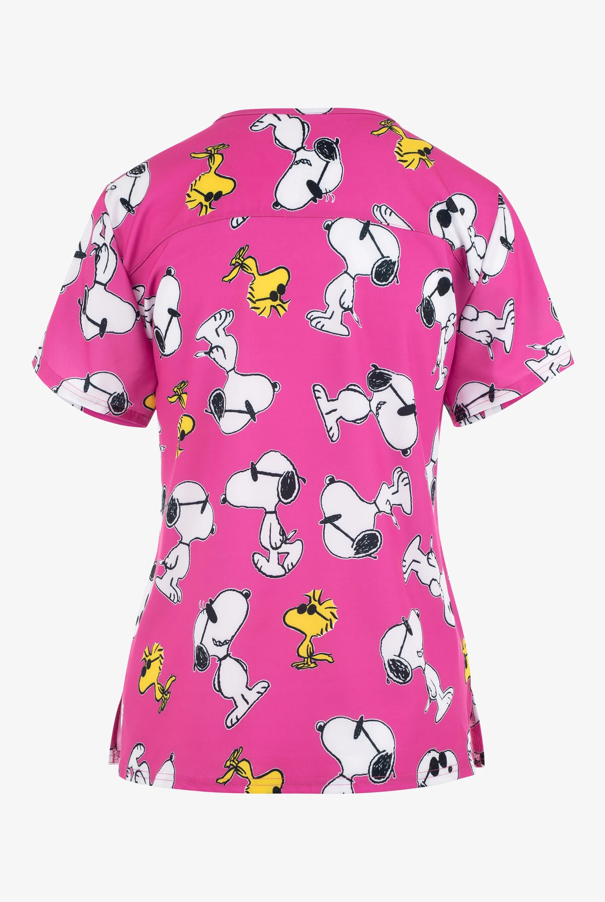 FUNSCRUBS Peanuts Stylish Snoopy Everywhere Women's 2-Pocket STRETCH V-Neck Print Scrub Top 2 FUNSCRUBS Peanuts Stylish Snoopy Everywhere Women's 2-Pocket STRETCH V-Neck Print Scrub Top - Image 2