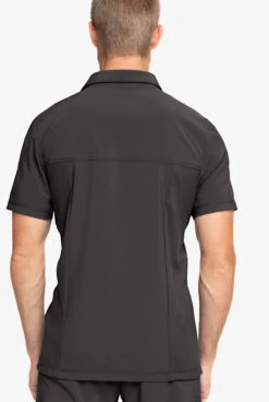 Cherokee Infinity Men's 1 Zippered Pocket STRETCH Rib-Knit Polo Scrub Top -Scrubs Wear Shop IN825 PEWTE 3