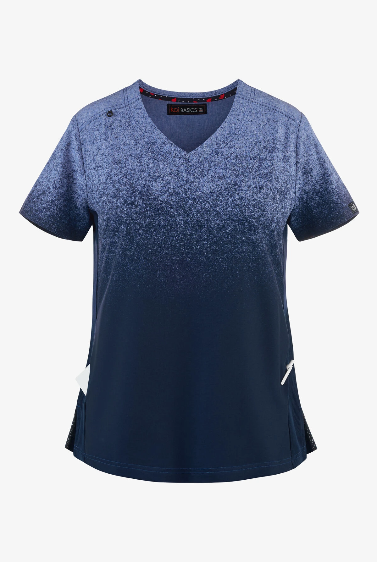 Koi Basics Cali Ombre Heather Galaxy/ Navy V Neck Print Scrub Top 1 Koi Basics Cali Ombre Heather Galaxy/ Navy V Neck Print Scrub Top