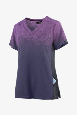Koi Basics Heather Wisteria/Charcoal Women's 2-Pocket Ombre Print Scrub Top -Scrubs Wear Shop K1031HWI 3