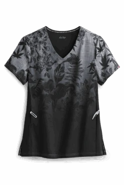 Koi Lite™ Eastern Dreams Platinum Ombre Women's 2-Pocket V-Neck Print Scrub Top