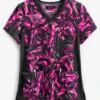 Koi Lite™ Inkblot Pinks Women's 2-Pocket Mock Wrap STRETCH Print Scrub Top
