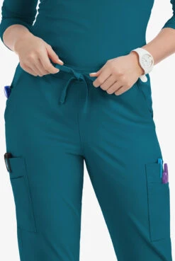 Lauderdale By UA Marina Women's 9-Pocket Flat Front Straight-Leg STRETCH Scrub Pants -Scrubs Wear Shop LD695 CARIB 5 HV