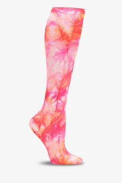 Nurse Mates Tie Dye-Fuchsia Flame Women's 12-14 MmHg Light Compression Socks