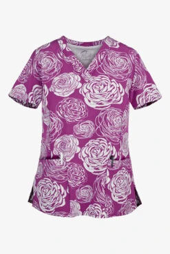 Maevn Florever Yours Women's 3-Pocket V-Neck Print Scrub Top
