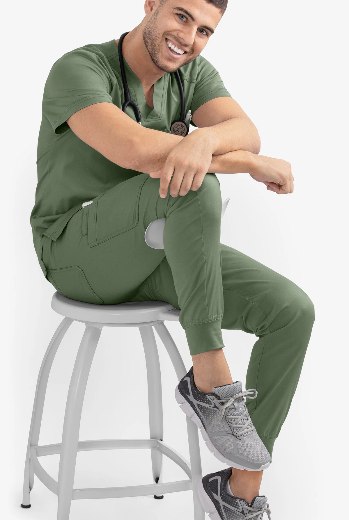 Maevn Matrix Men's 5-Pocket STRETCH Half Elastic Waistband Jogger Scrub Pants 2 Maevn Matrix Men's 5-Pocket STRETCH Half Elastic Waistband Jogger Scrub Pants - Image 2