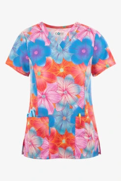 UA Exclusive Maevn Floral Dream Blossom Women's 3-Pocket V-Neck Print Scrub Top