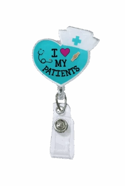 Outside The Box I Heart My Patients Acrylic Swivel ID Badge Reel
