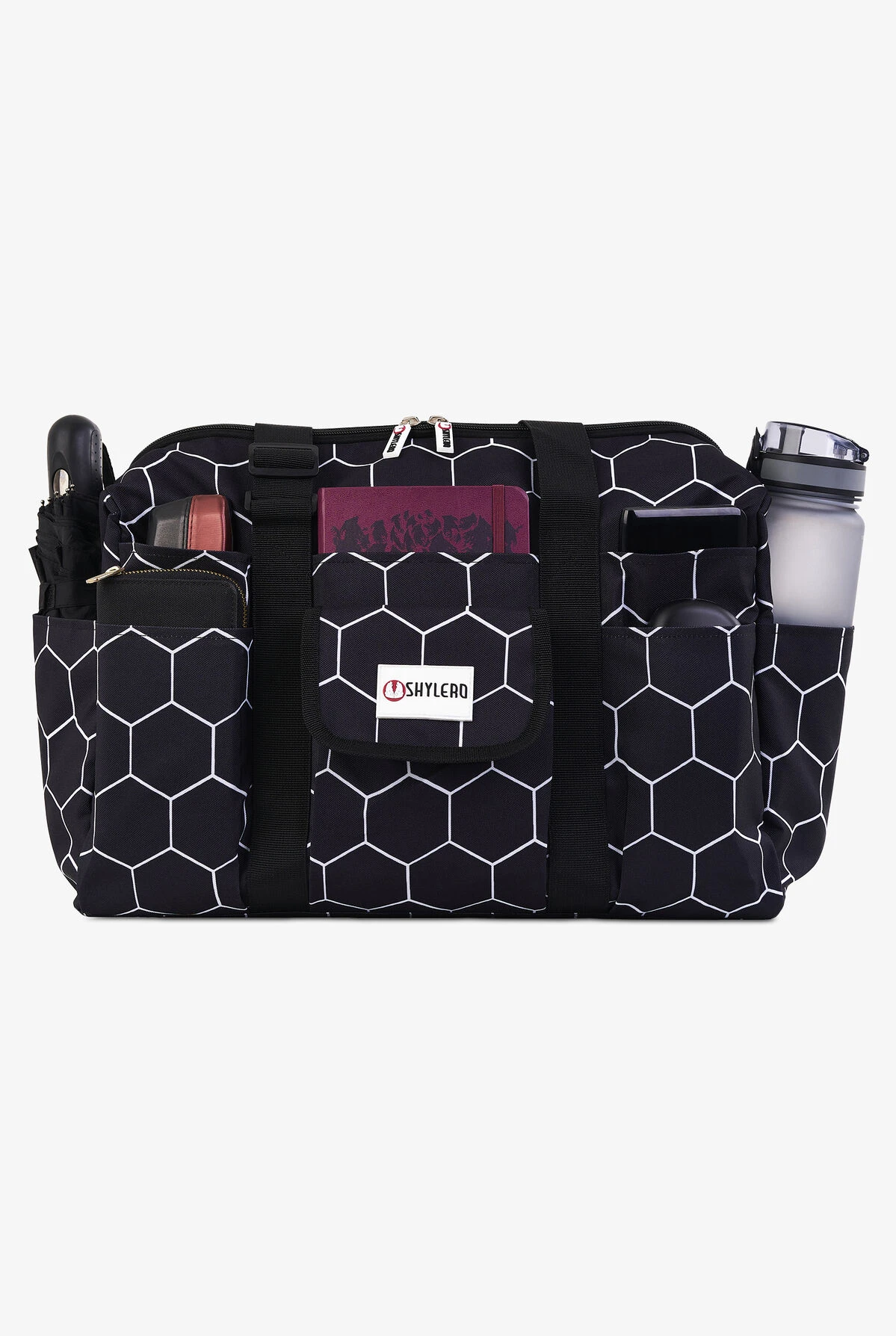 SHYLERO Black Bee Hive Nurse Bag And Utility Tote 2 SHYLERO Black Bee Hive Nurse Bag And Utility Tote - Image 2