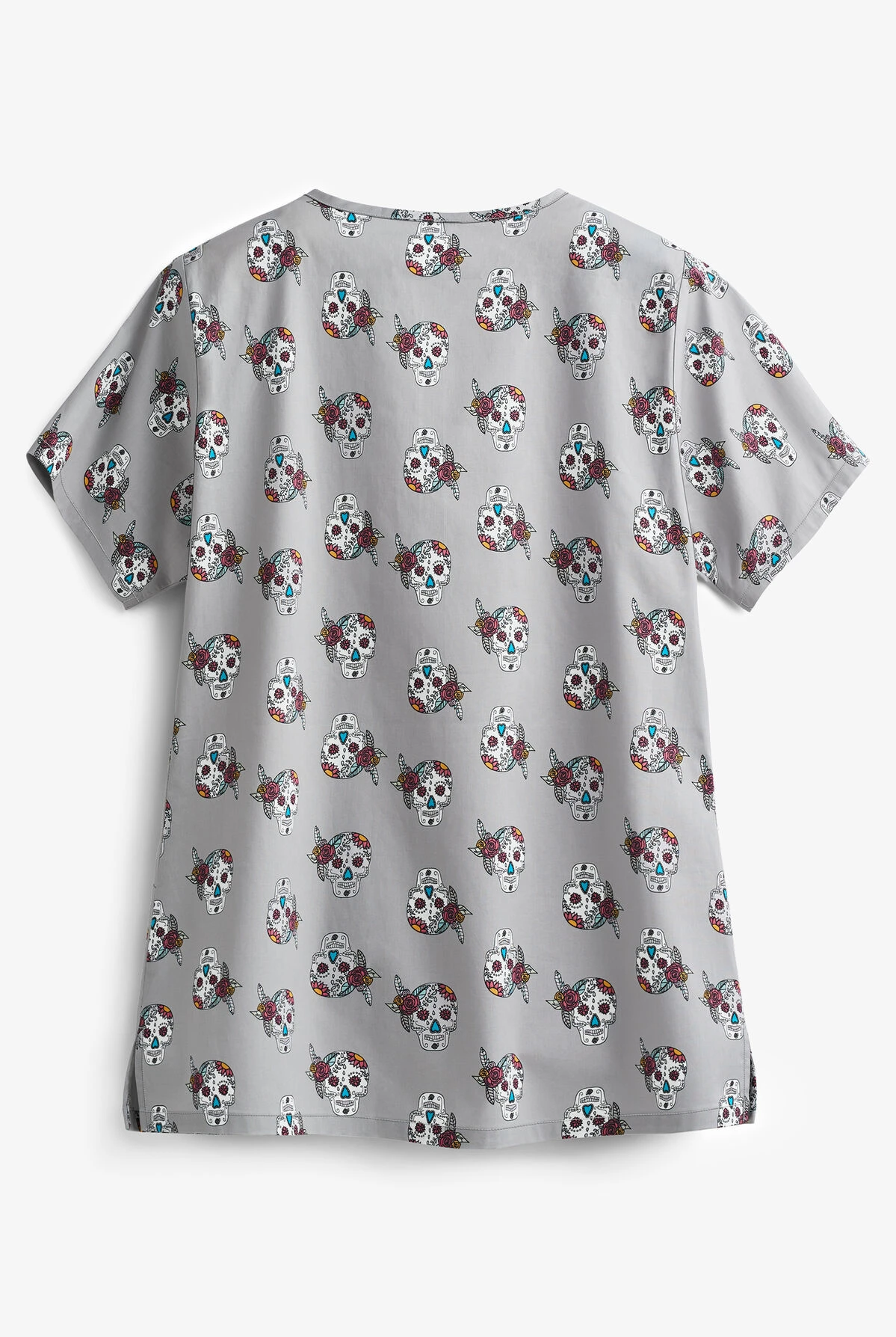 Tasha & Me Sugar Skulls Women's 2-Pocket V-Neck Print Scrub Top 2 Tasha & Me Sugar Skulls Women's 2-Pocket V-Neck Print Scrub Top - Image 2