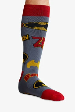 Cherokee Tooniforms Batman Mania Men's 8-12 MmHg Light Compression Socks -Scrubs Wear Shop TNBATMAN 3