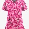 UA Butter-Soft STRETCH Pink Courage Fuchsia Women's 2-Pocket V-Neck Printed Scrub Top