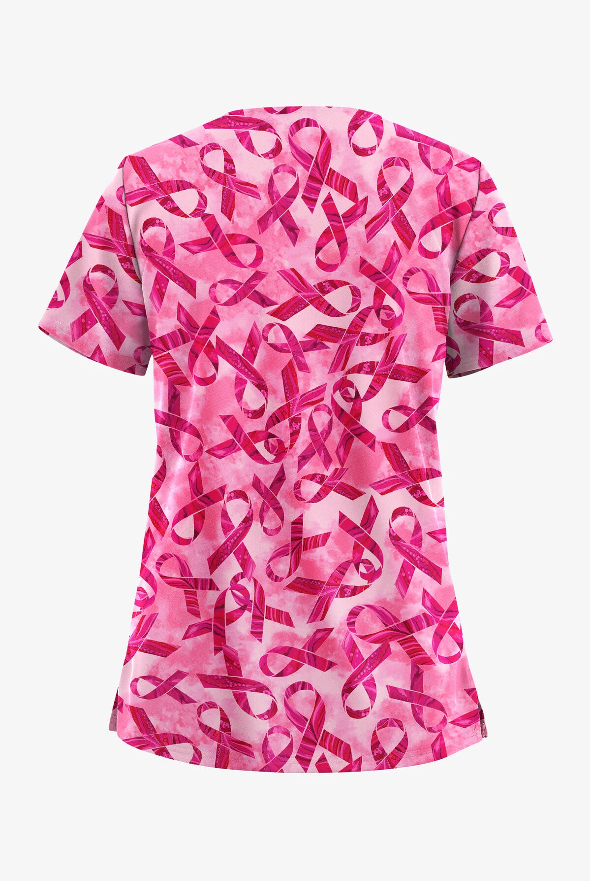 UA Butter-Soft STRETCH Pink Courage Fuchsia Women's 2-Pocket V-Neck Printed Scrub Top 2 UA Butter-Soft STRETCH Pink Courage Fuchsia Women's 2-Pocket V-Neck Printed Scrub Top - Image 2